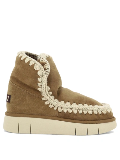 Mou Eskimo Contrast Stitch Boots In Brown