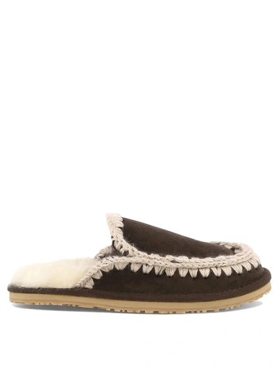 Mou Eskimo Stitch Slipper In Brown