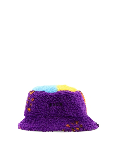 Msgm Color Block Bucket Hat In Multi