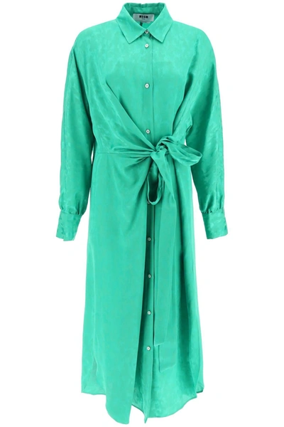 MSGM MSGM JACQUARD SATIN SHIRT DRESS