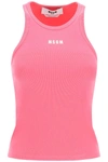 Msgm Logo Embroidery Tank Top In Pink
