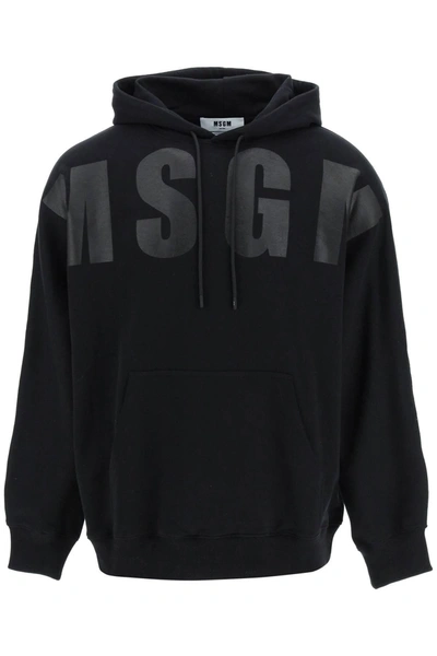 Msgm Logo Print Hoodie In Black