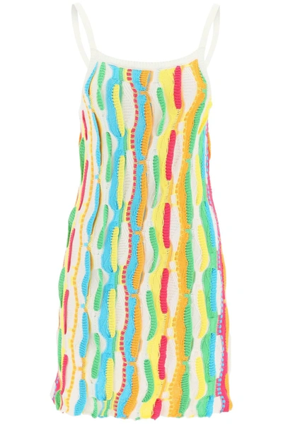 Msgm U-neck Knitted Mini Dress In Multi-colored