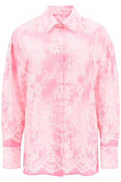 Msgm Floral-print Cotton Shirt In Pink