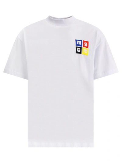 Msgm Square  T Shirt In White