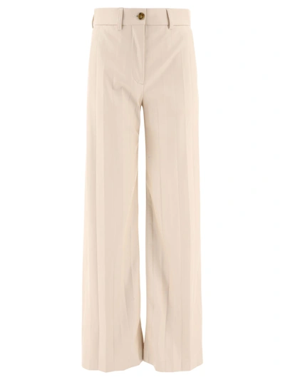 Msgm Wide Leg Leather Effect Trousers Light Beige In Cream