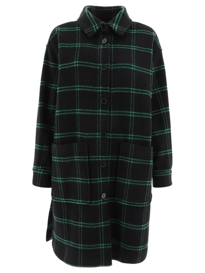 Msgm Tartan Coat In Black