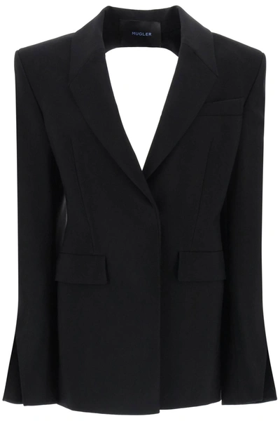 Mugler Open-back Tailored Blazer In Black