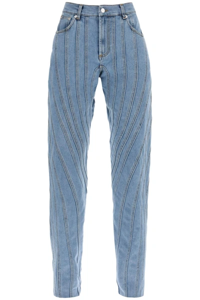 Mugler High-rise Spiral Jeans In Blue