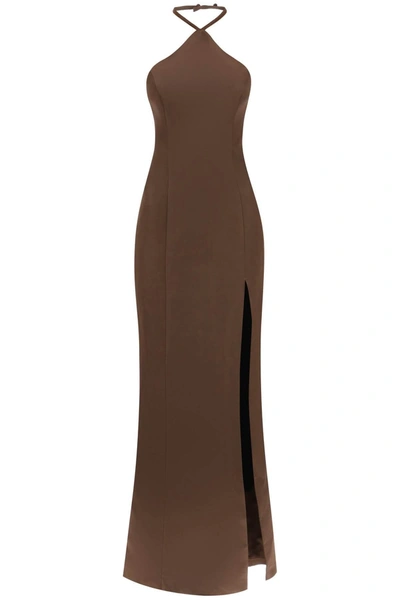 Mvp Wardrobe 'catalina' Halterneck Long Dress In Brown