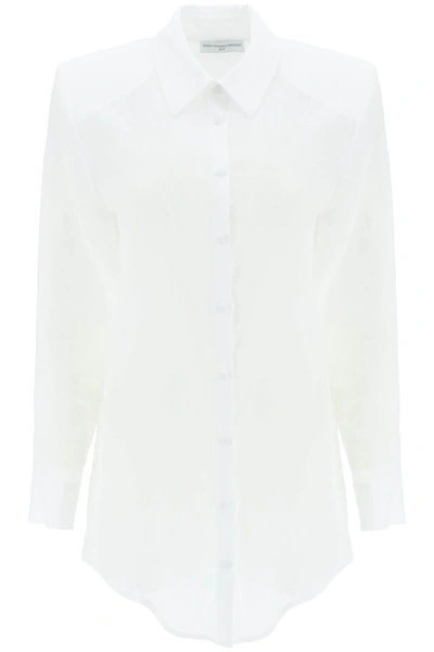 Mvp Wardrobe Pure Linen Mini Shirt Dress In White