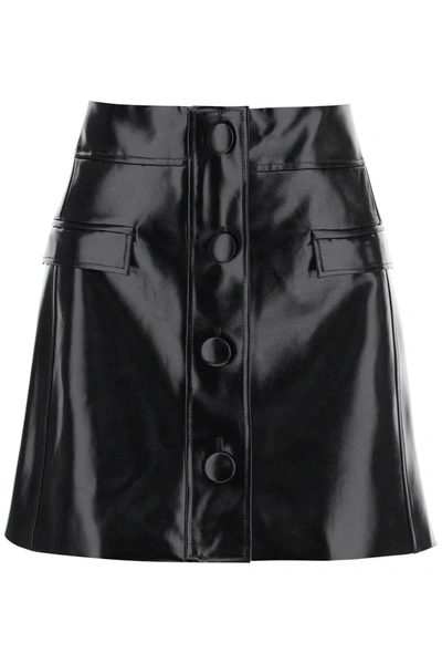 Mvp Wardrobe Montenapoleone Mini Skirt In Coated Cotton In Black
