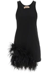N°21 N.21 JERSEY MINI DRESS WITH FEATHERS