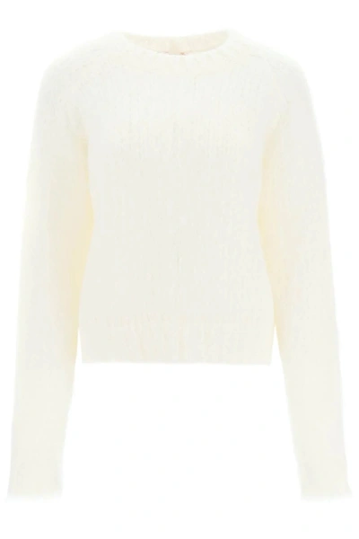 N°21 N.21 Openwork Mohair Blend Sweater  White In Neutral