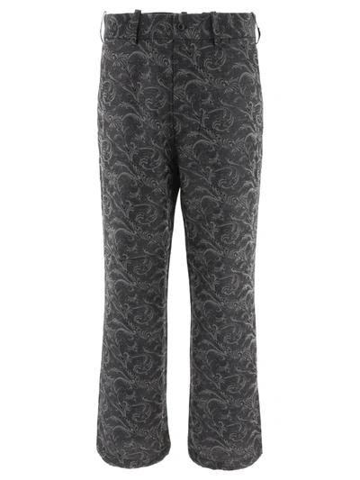 Needles Arabesque Jacquard Straight Leg Trousers In Black