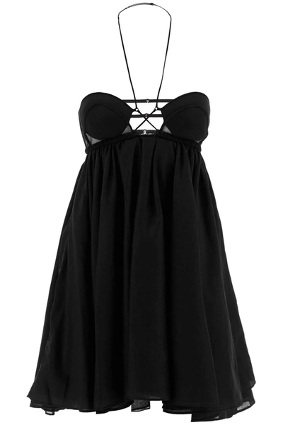 Nensi Dojaka Hilma Fluid Frilled Mini Dress In Black