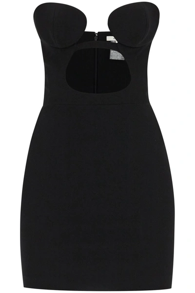 Nensi Dojaka Crepe Cutout Strapless Mini Dress In Black