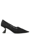 Nensi Dojaka Pointed Toe Mesh Overlay Sculptural Heel Pumps In Black