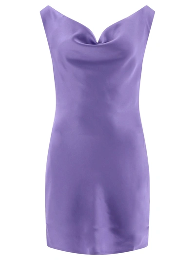 Norma Kamali Deep Drape Neck Dresses In Purple