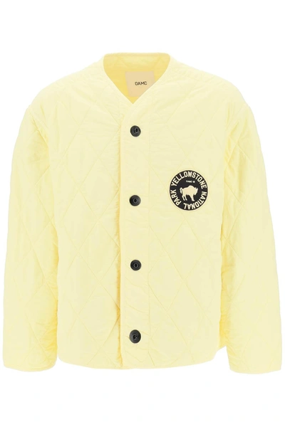 Oamc Denali Diamond-quilted Bomber Jacket In Yellow