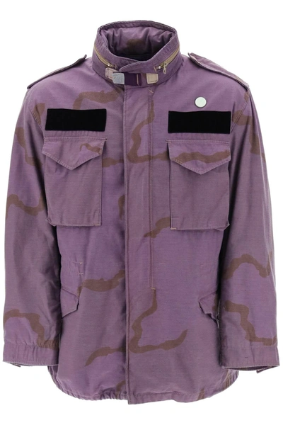 Oamc Field Jacket In Cotton With Camouflage Pattern In Purple
