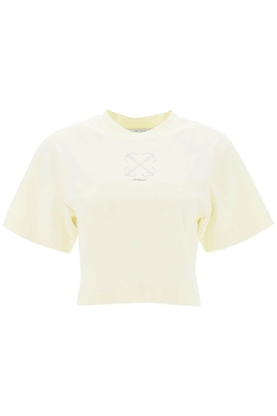 OFF-WHITE OFF WHITE CROPPED T SHIRT WITH ARROW MOTIF