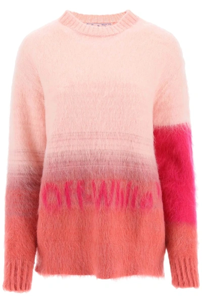 Off-white Helvetica Logo Mohair Sweater In Fuchsia,pink