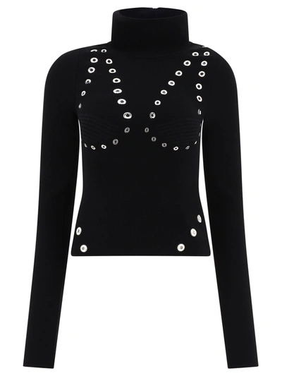 Off-white Off-shoulder Viscose-blend Knit Top In Black