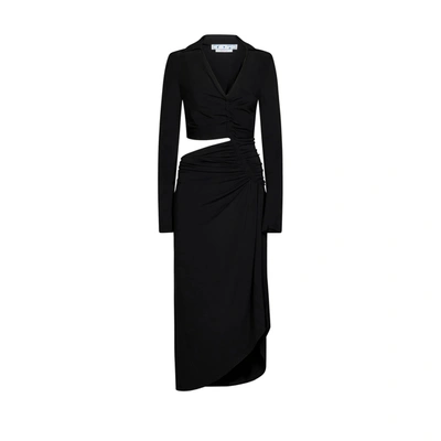 Off-white Black Ruched Midi Dress