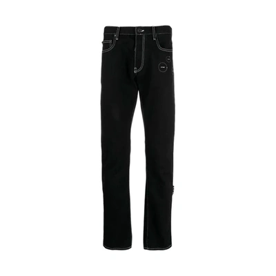 Off-white Off White Hands-off Straight-leg Jeans In Black