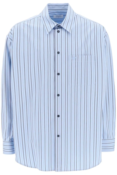 Off-white Striped Cotton Shirt In Placid Blue