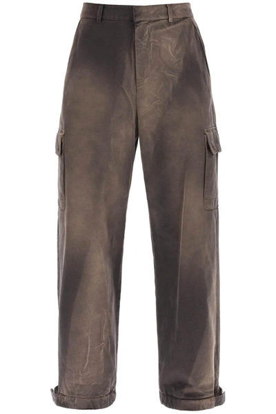Off-white Washed-effect Cargo Pants In Brown