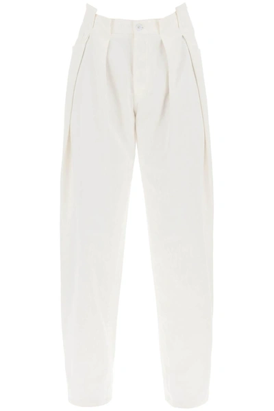 Off-white Ablohland Pleated Mid-rise Straight-leg Jeans In Neutrals