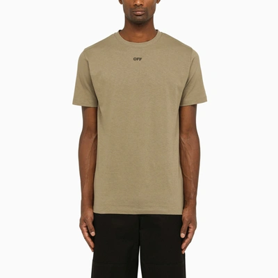 Off-white Logo-embroidered Cotton T-shirt In Camel
