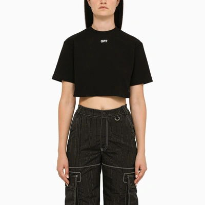 Off-white Off White™ Black Cropped Crew Neck T Shirt