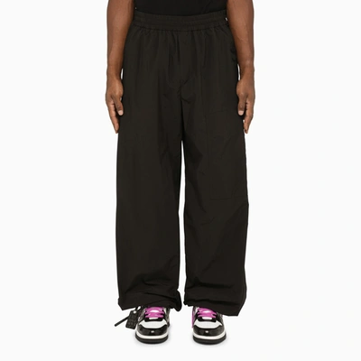 Off-white Patch Peach Util Wide Leg Trousers In Black