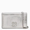 Off-white Cracked Metallic Leather Shoulder Clutch