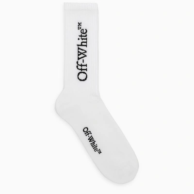 Off-white Intarsia-logo Ankle Socks In White Black