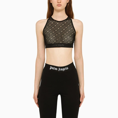 Palm Angels Black Semi-transparent Top In Nero