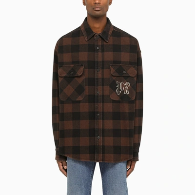 PALM ANGELS PALM ANGELS BROWN CHECK PATTERN SHIRT