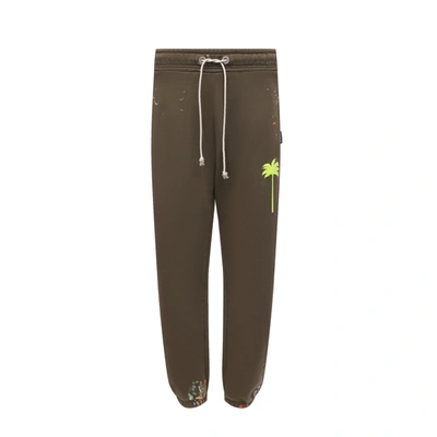 Palm Angels Cotton Jogging Pants In Green