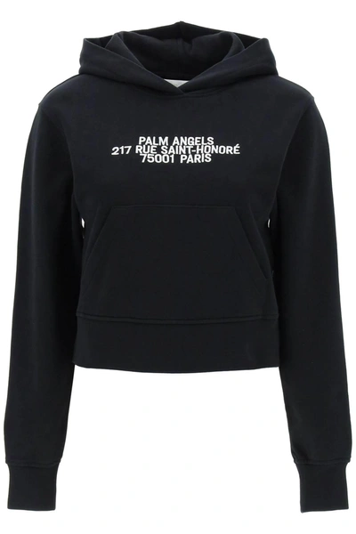 Palm Angels Logo Cropped Hoodie In Black