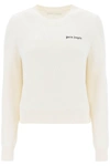 PALM ANGELS PALM ANGELS CROPPED SWEATER WITH LOGO EMBROIDERY