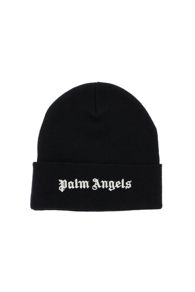 Palm Angels Beanie Hat In Black/white