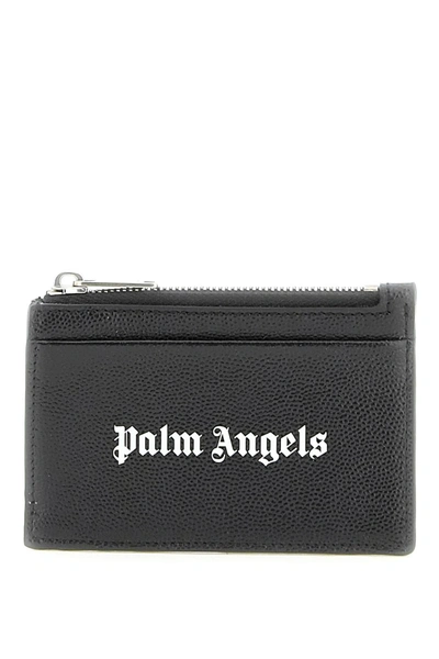 Palm Angels Leather Cardholder With Logo In Brown