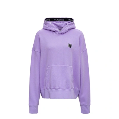 Palm Angels Logo Hooded Sweatshirt In Purple