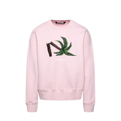 Palm Angels Logo Detailed Crewneck Sweatshirt In Pink