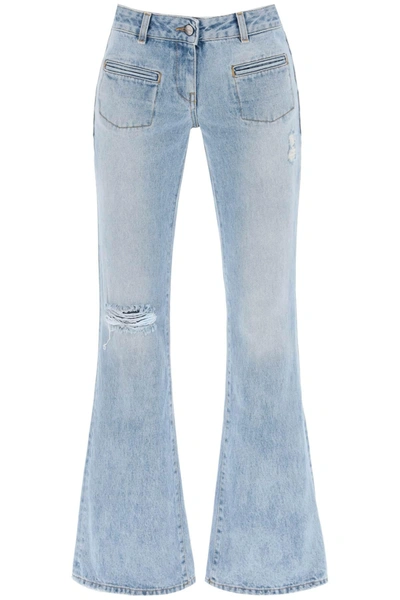 Palm Angels Distressed Flared Jeans In Blu