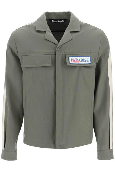 Palm Angels Paradise-embroidered Shirt Jacket In Green