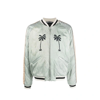 Palm Angels Quilted Logo Jacket In Blue